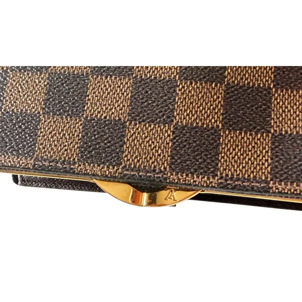 Louis Vuitton Damier Ebene French Purse Compact Wallet MINT